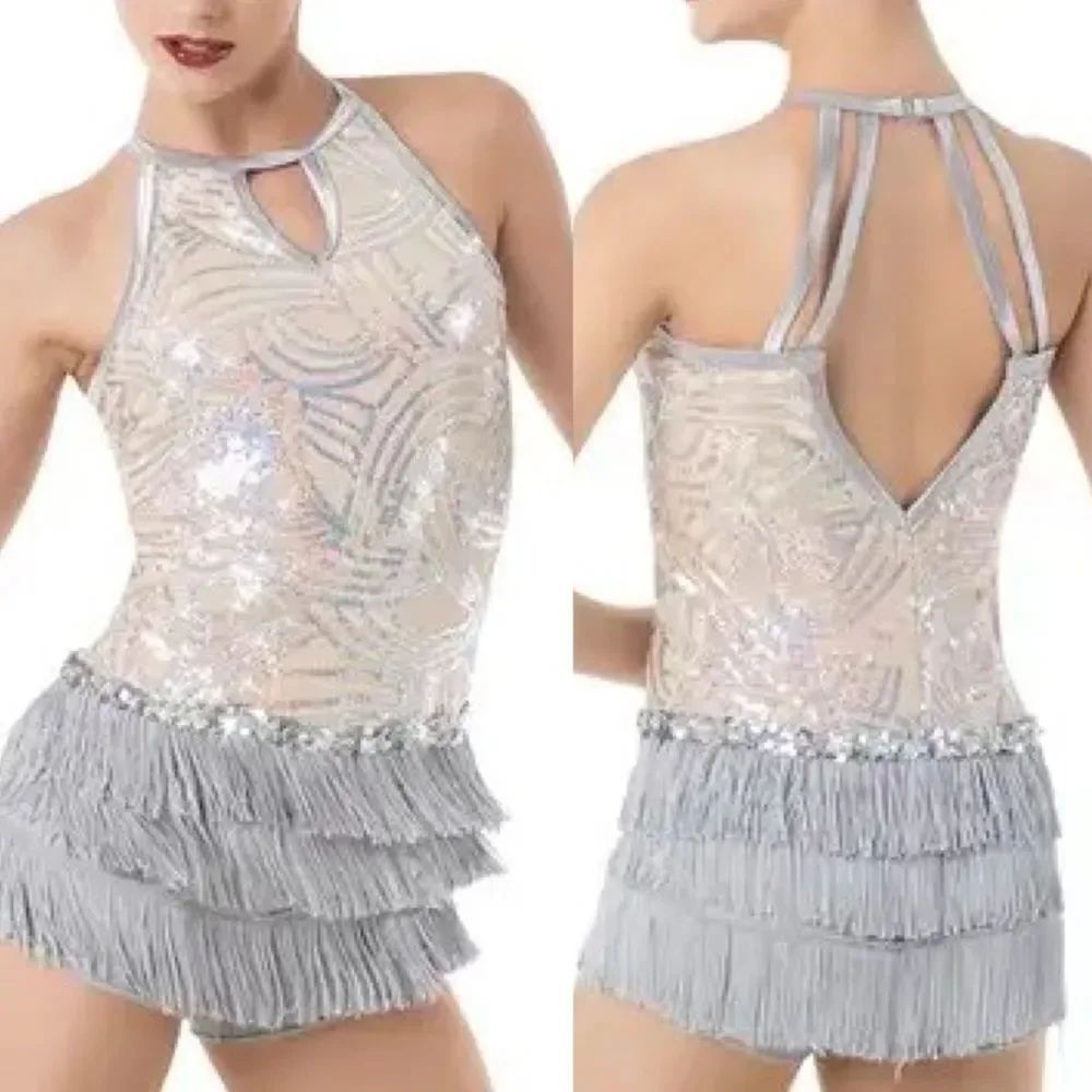 Weissman dance costume BIG GIRLS DONT CRY 10451
Silver flapper fringe jazz LC